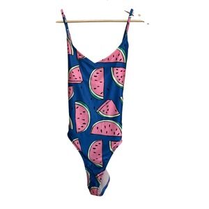 NWT Tea Collection Watermelons Adult One-Piece Swimsuit XL Blue Pink UPF 50